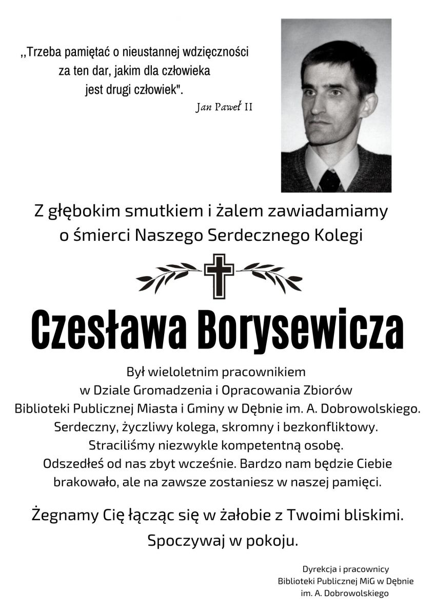 Nekrolo Czesław Borysewicz