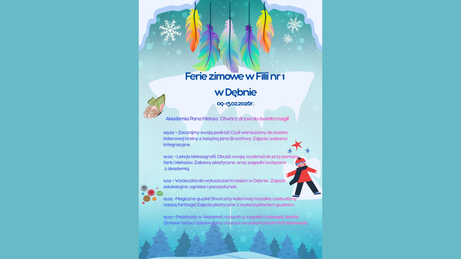 Zdjęcie: FERIE ZIMOWE W FILII NR 1 W DĘBNIE