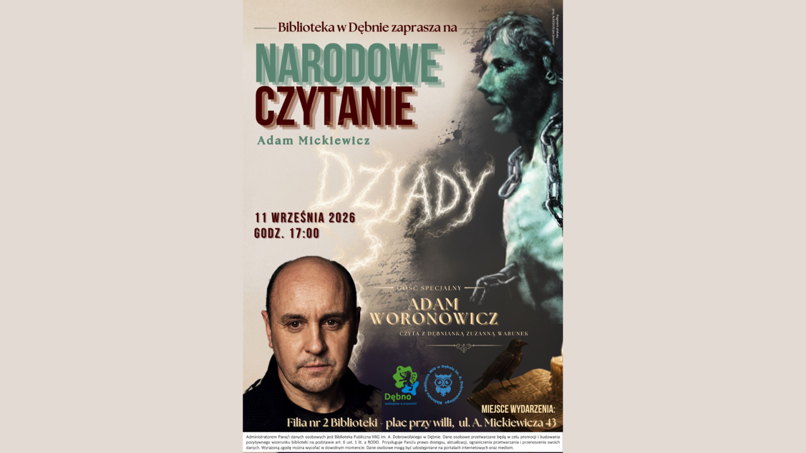 Zdjęcie: Narodowe Czytanie 2026 - „Dziady” Adama Mickiewicza